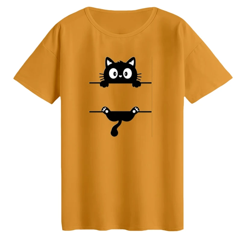 تی‌شرت لانگ آستین کوتاه زنانه مدل گربه آویزان