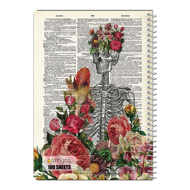 دفتر مشق 100 برگ سیمی کارنیکا طرح روزنامه وینتج اسکلت Vintage Newspaper Skeleton کد 48796
