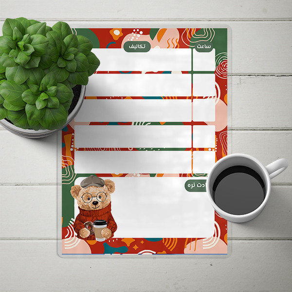 تخته وایت برد لاژید مدل برنامه ریزی درسی کد Sc028 سایز 20*30 سانتی متر مجموعه دو عددی