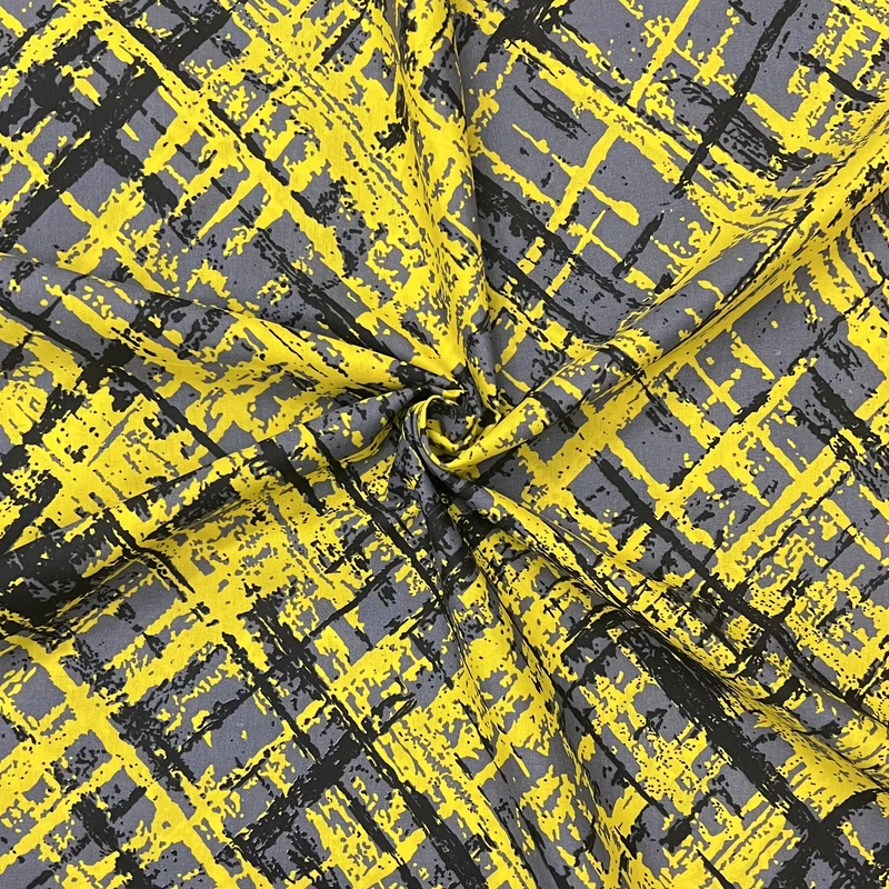 پارچه ملحفه عرض 2 متر مدل پارس حریر طرح خط هندسی کد 01 رنگ لیمویی