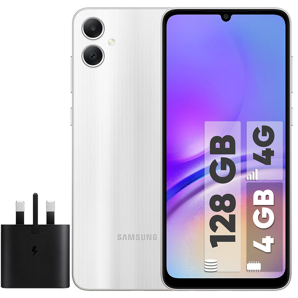 گوشی موبایل سامسونگ مدل Galaxy A05 دو سیم کارت ظرفیت 128 گیگابایت و رم 4 گیگابایت به همراه شارژر سامسونگ