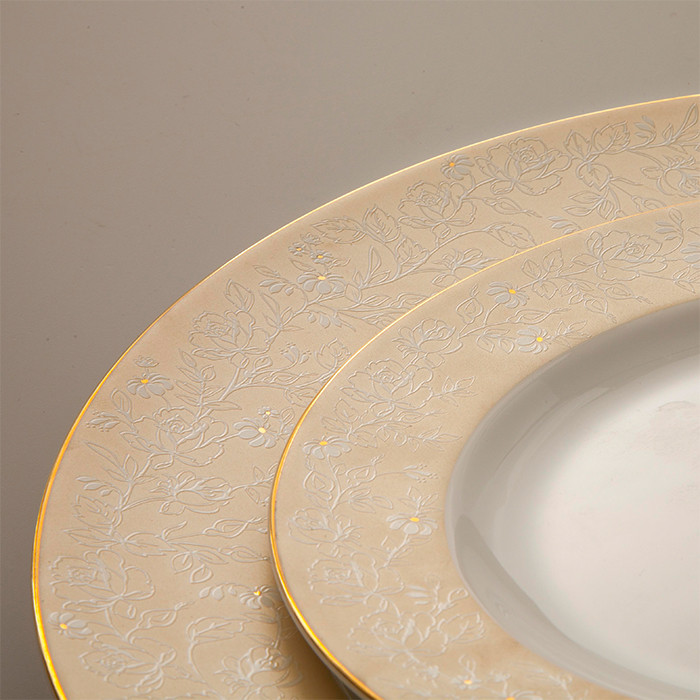 سرويس غذاخوری 28 پارچه چینی زرین ایران مدل ايتاليا اف گلدن رز کد 0128 درجه یک
