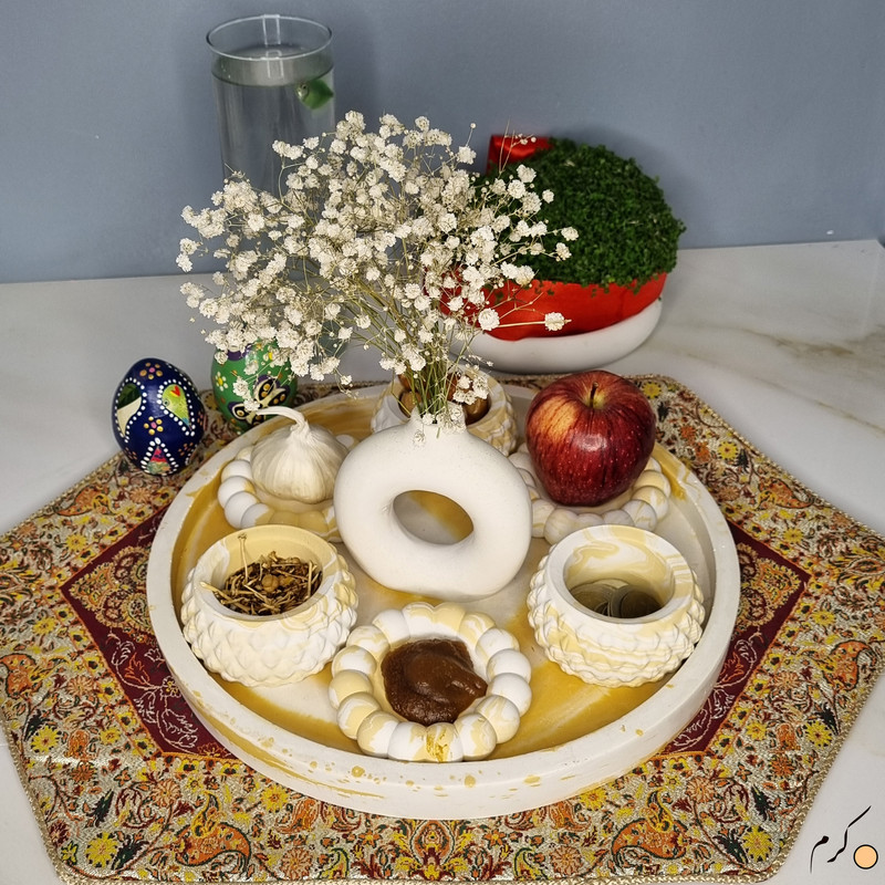 مجموعه ظروف هفت سین 8 پارچه طرح سنگ مدل هلنا