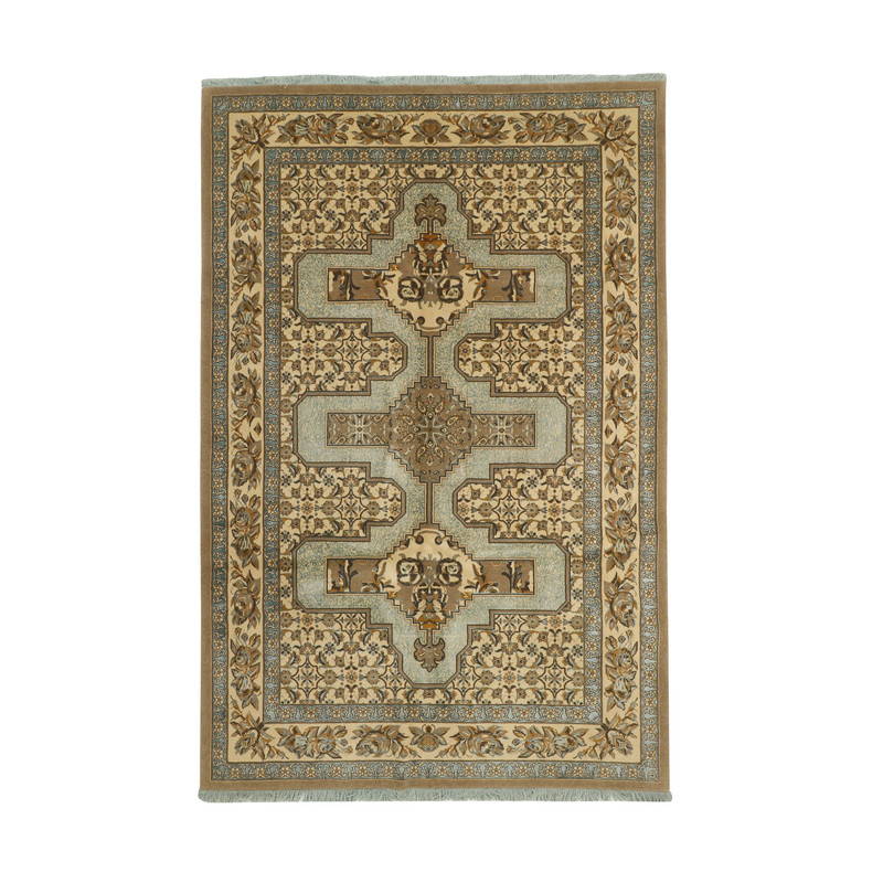 فرش نیمه دستبافت شش و نیم متری طرح گل ابریشم کد 543892