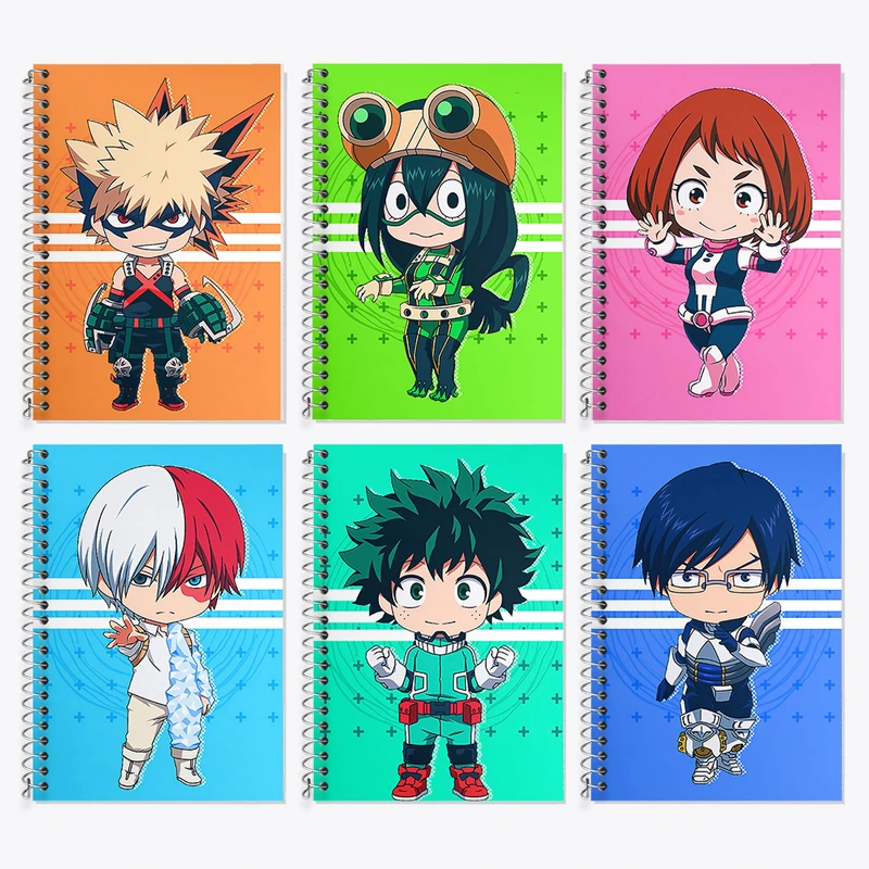 دفتر زبان 50 برگ خندالو مدل دو خط طرح انیمه آکادمی قهرمان من کد 667 مجموعه 6 عددی