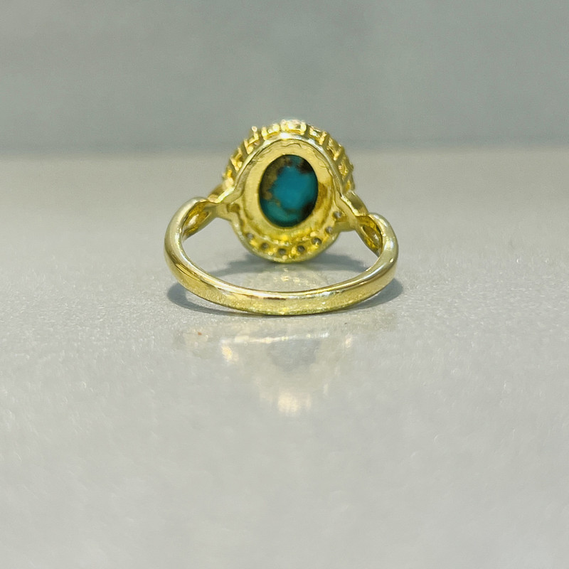 انگشتر نقره زنانه مدل چهار چنگ جواهری فیروزه نیشابوری کد 43-2