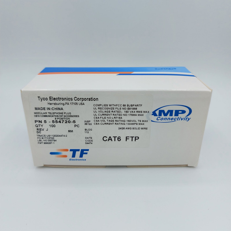 سوکت شبکه CAT6 امپ مدل STP بسته 100 عددی 2