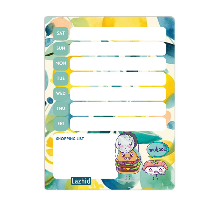 تخته وایت برد لاژید مدل برنامه غذایی سایز 14x18 سانتی متر