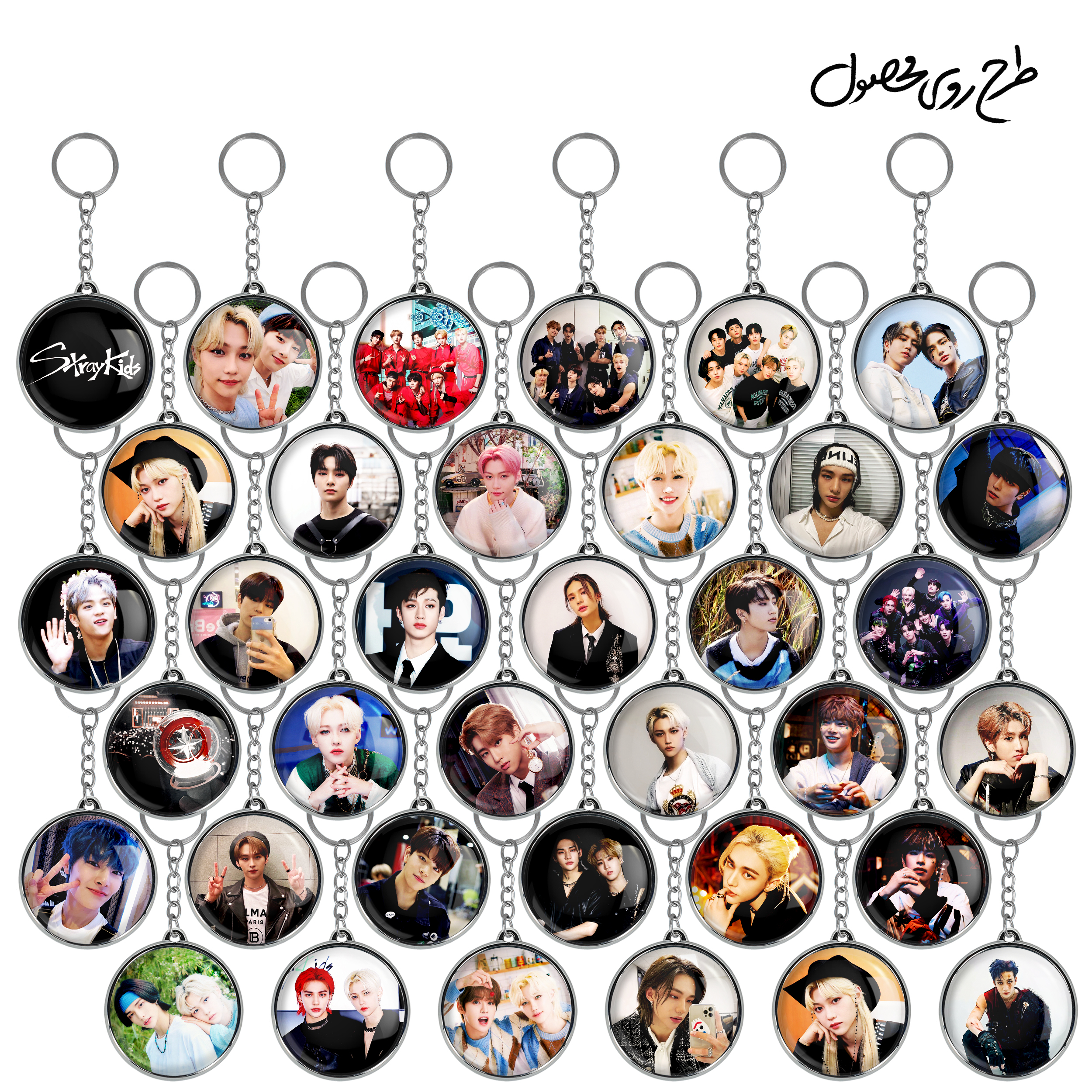 جاکلیدی خندالو طرح استری کیدز Stray Kids مدل دوطرفه کد 42 مجموعه 36 عددی