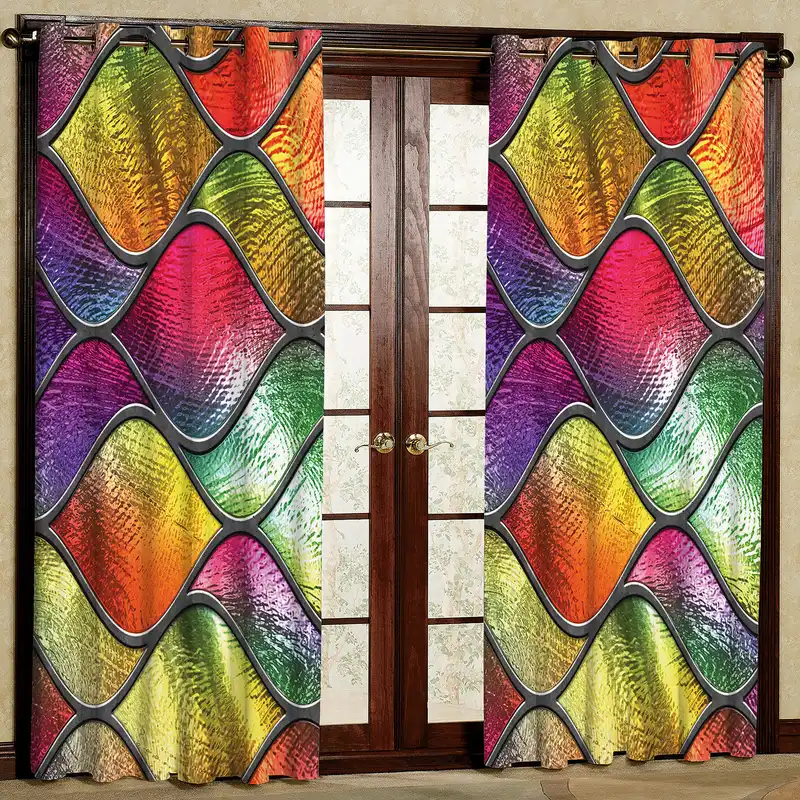 پرده مدل رنگی رنگی مخمل پانچی کد 2566 سایز 200x140 سانتی متر