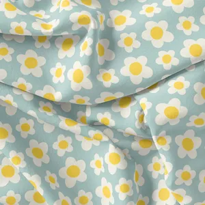 پارچه ملحفه پارچه باما مدل مخمل طرح گل بابونه کد 5011173
