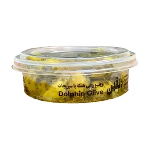 زیتون بی هسته با سبزیجات و روغن دلفین-80 گرم