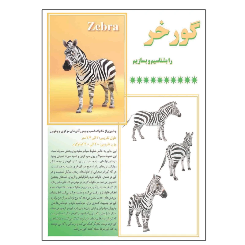 کتاب گورخر را بشناسیم و بسازیم اثر م محمددوست انتشارات کاردستی