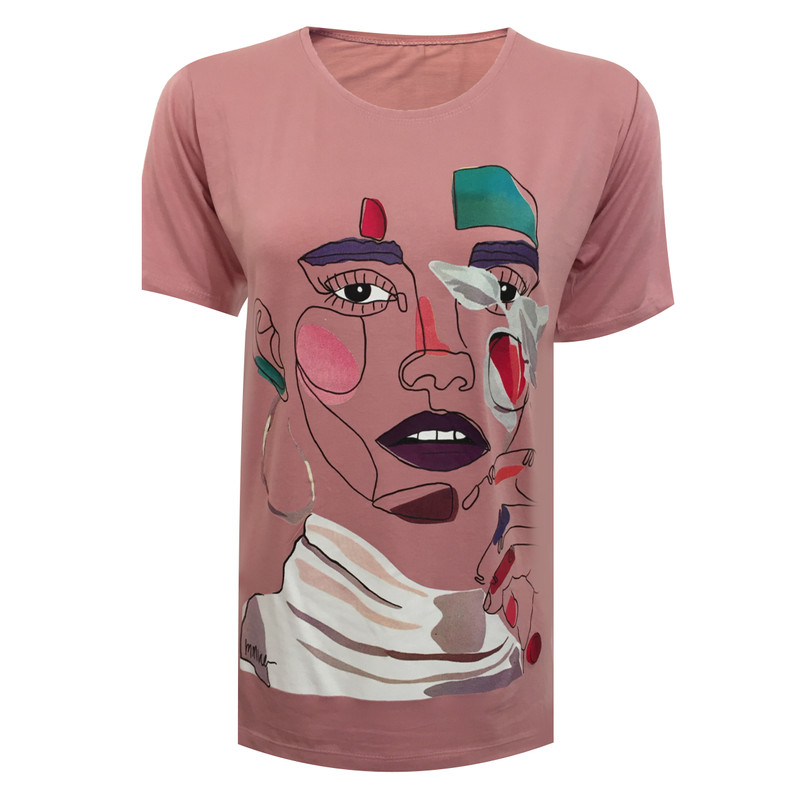 تی شرت آستین کوتاه زنانه مدل نخی ویسکوز چاپی چهره برتر کد tm-2321 