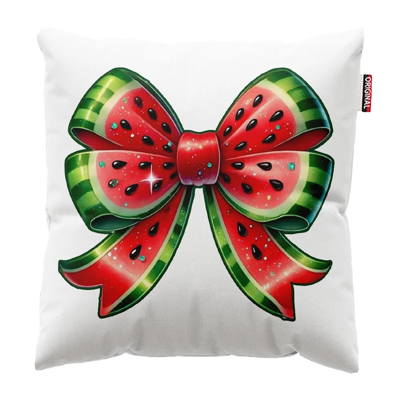 کوسن پاد آفرین طرح یلدا هندونه پاپیون کد 3685 سایز 30*30 سانتی متر