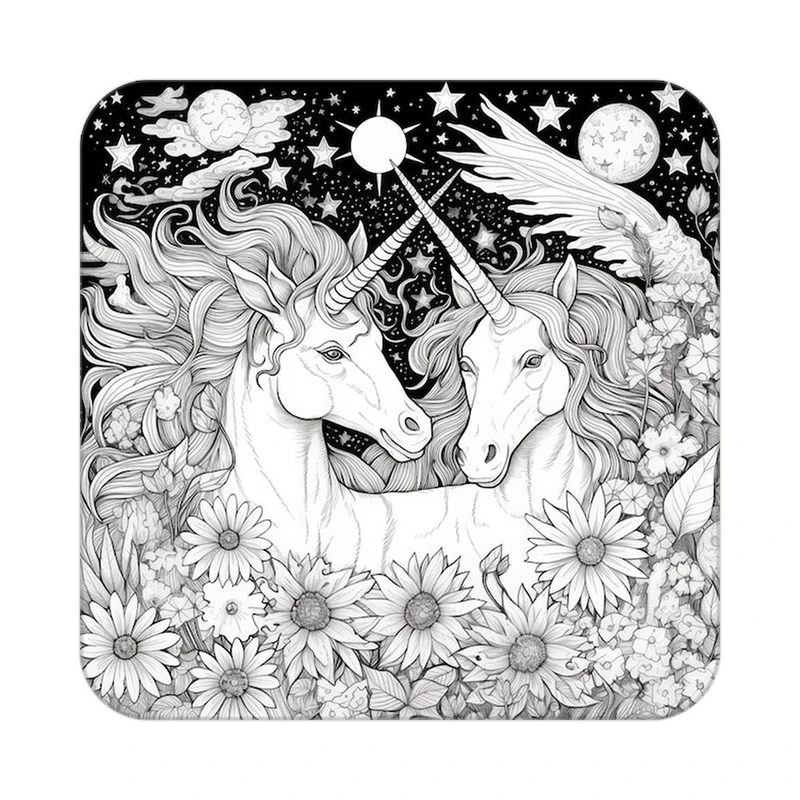 زیر لیوانی کاکتی طرح اسب تک شاخ و یونیکورن مدل mp32573