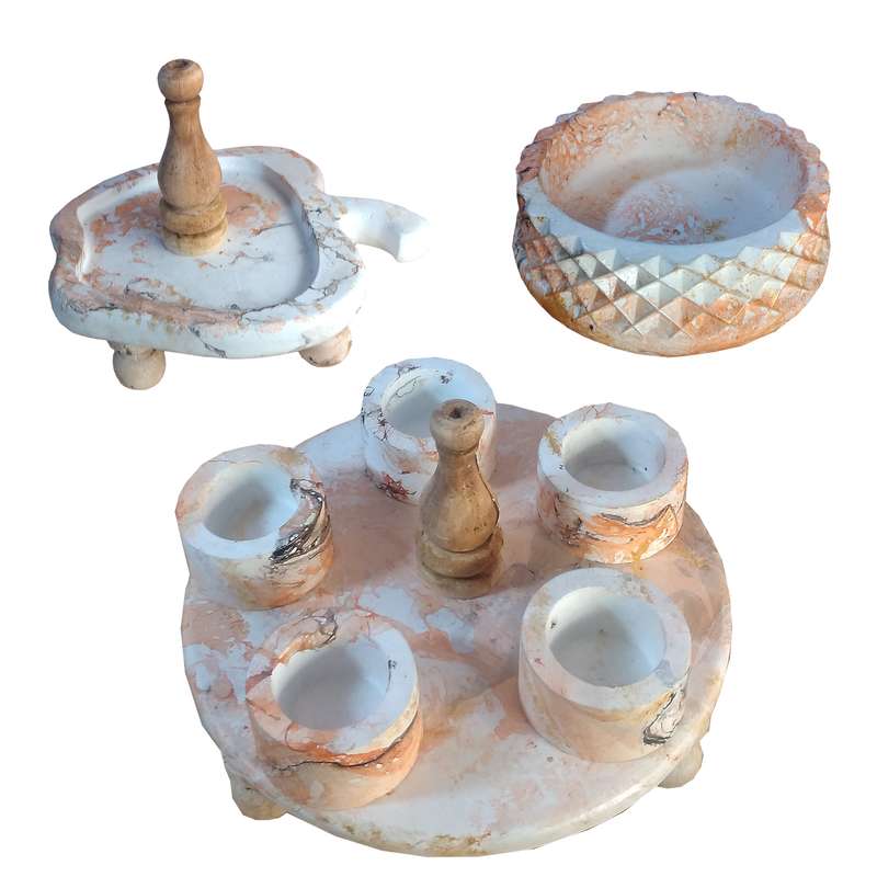 مجموعه ظروف هفت سین 8 پارچه مدل  ماربل پتینه طرح رایزر کد 2312