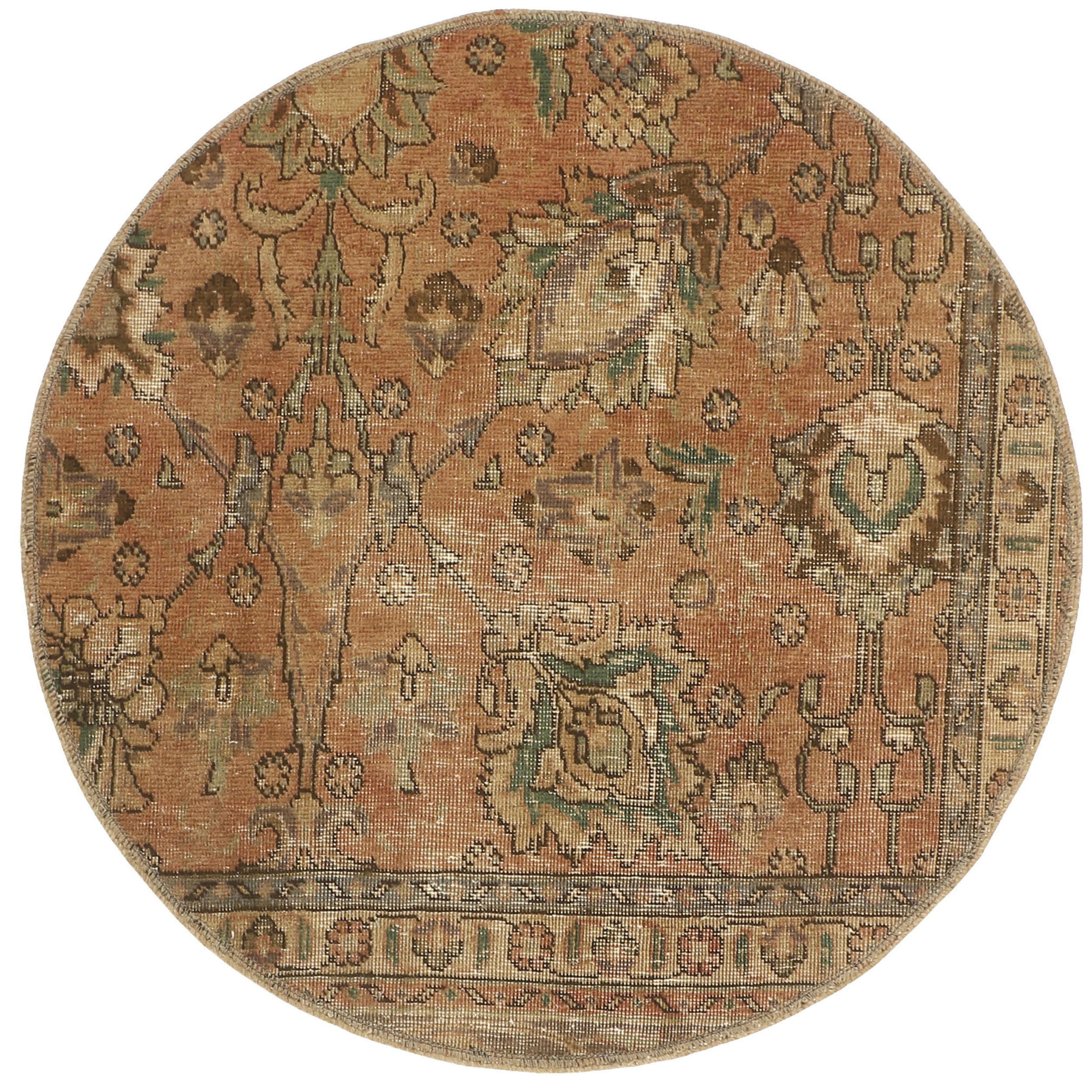 فرش دستبافت رنگ شده یک متری طرح وینتیج کد 537291