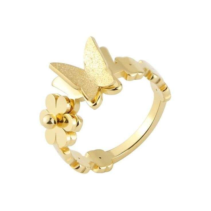 انگشتر طلا 18 عیار زنانه قیراط طرح پروانه کد GH3621
