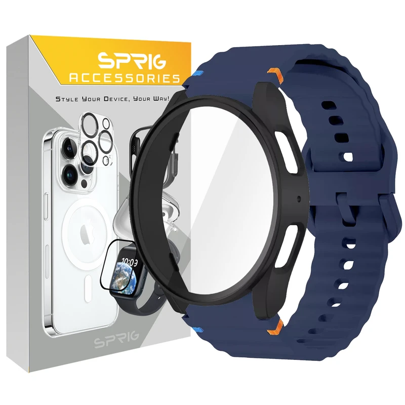 بند اسپریگ مدل Silic NewV-Guard مناسب برای ساعت هوشمند سامسونگ Galaxy Watch 5 44mm / Watch 4 44mm به همراه کاور