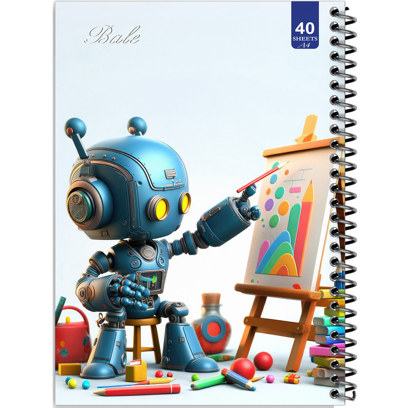 دفتر نقاشی 40 برگ انتشارات بله طرح ربات هنرمند کد A4-K749