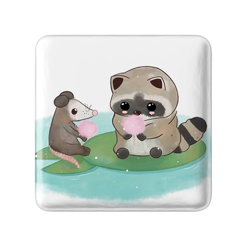 مگنت خندالو طرح راکون و موش کور حیوانات بامزه  مدل مربعی کد 21064