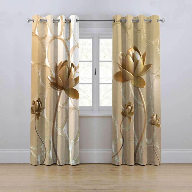 پرده مدل پانچی طرح گل سه بعدی سایز 280x145 سانتی متر