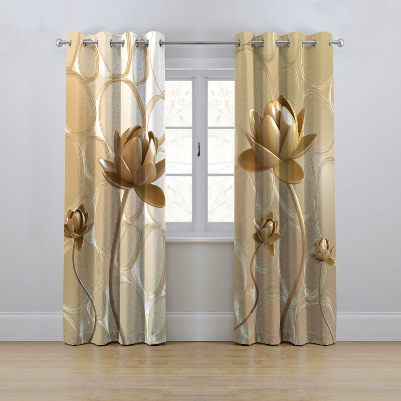 پرده مدل پانچی طرح گل سه بعدی سایز 280x145 سانتی متر