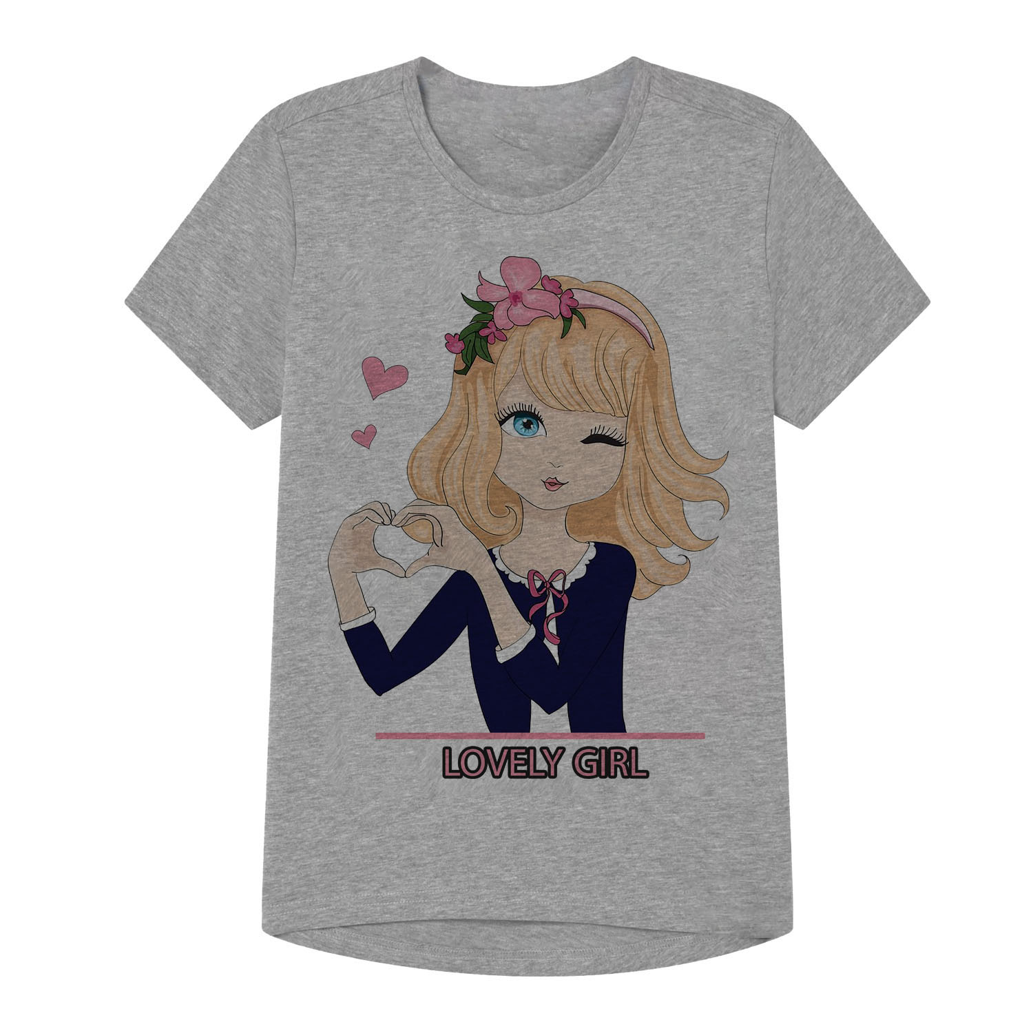 تی شرت دخترانه مدل LOVELY GIRL کد TJ02
