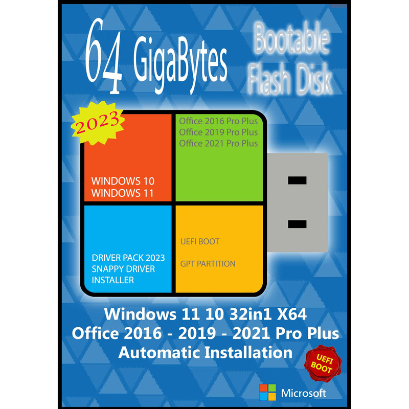 سیستم عامل Windows 11 10 X64 32 IN 1 - UEFI - Office 16-19-21 - Driver Pack نشر مایکروسافت 