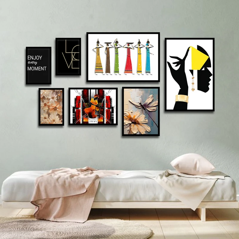 تابلو بکلیت طرح نقاشی مدرن مدل شاین اکلیلی B-1652 مجموعه 7 عددی