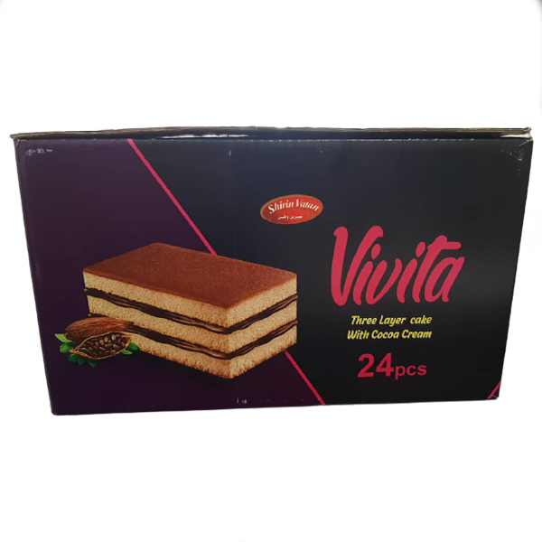 کیک با کرم کاکائویی ویویتا شیرین وطن - 60 گرم بسته 24 عددی