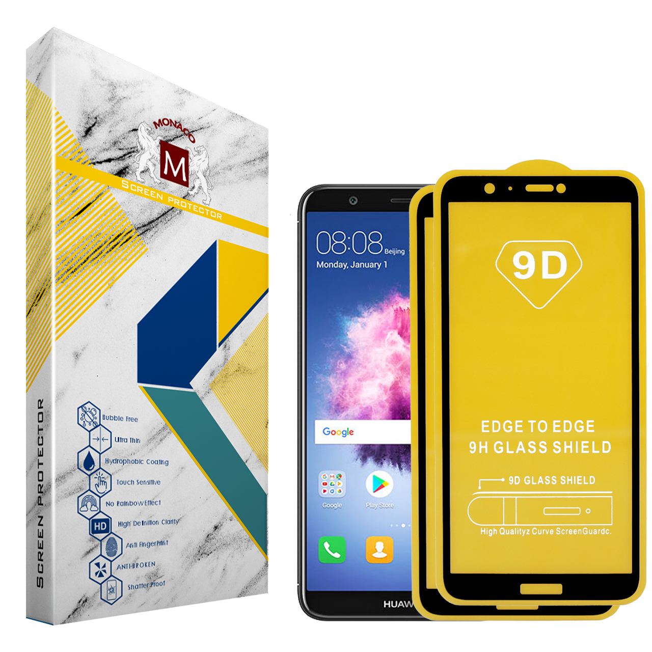 محافظ صفحه نمایش موناکو مدل PDi9 مناسب برای گوشی موبایل هوآوی P smart 2018 بسته دو عددی