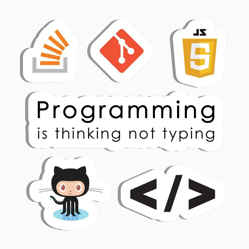 استیکر لپ تاپ و موبایل گوفی طرح برنامه نویسی فکر کردنه مجموعه 6 عددی 