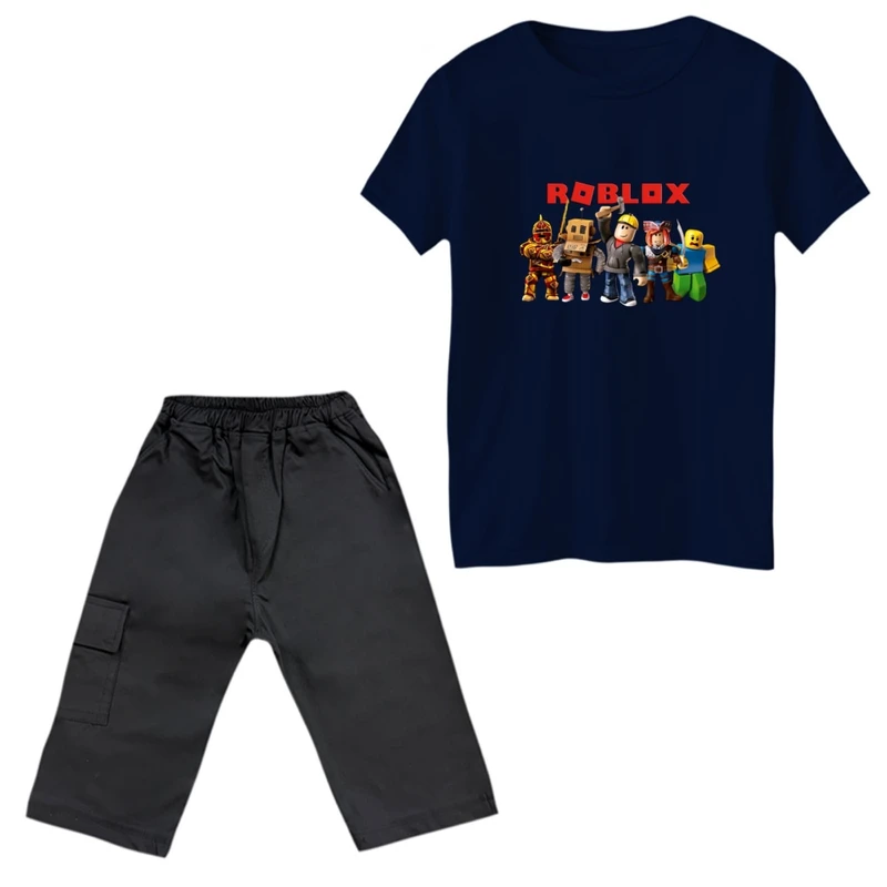 ست تی‌شرت و شلوارک پسرانه مدل روبلاکس کد 1