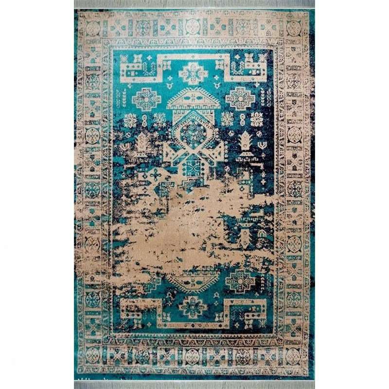 فرش ماشینی ساوین طرح 7218 زمینه آبی