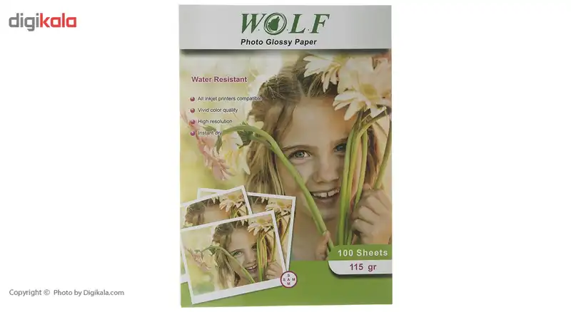 کاغذ فتو گلاسه 115 گرم ولف سایز A4