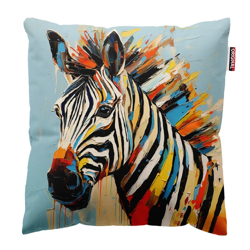 کوسن پاد آفرین مدل مینیمال طرح زبرا گورخری کد PK402350 سایز 40*40 سانتی متر