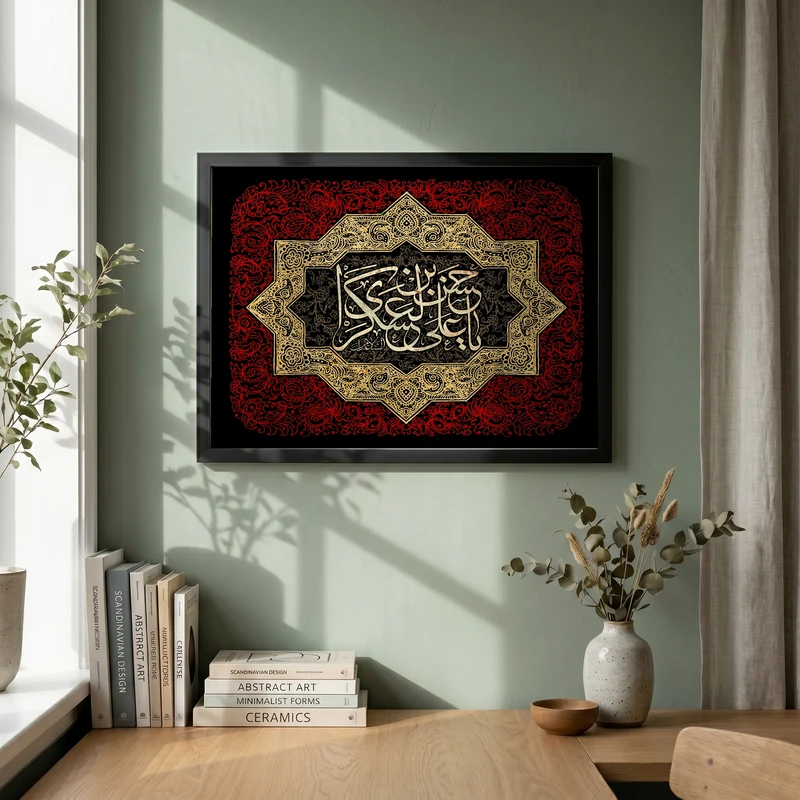 تابلو طرح یا حجه ابن الحسن مدل G15534 فریم مشکی