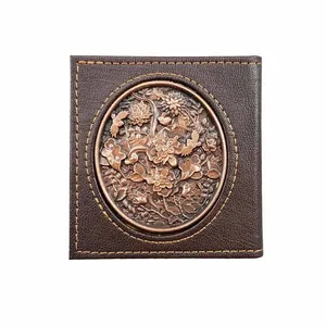 آینه جیبی چرم نگار طرح گل مدل CN-401110