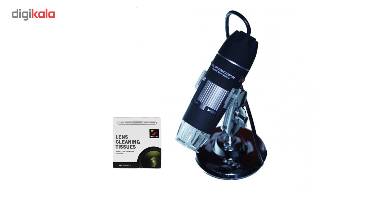 میکروسکوپ دیجیتال یورواسکوپ مدل X 500 به همراه دستمال تمیز کننده لنز