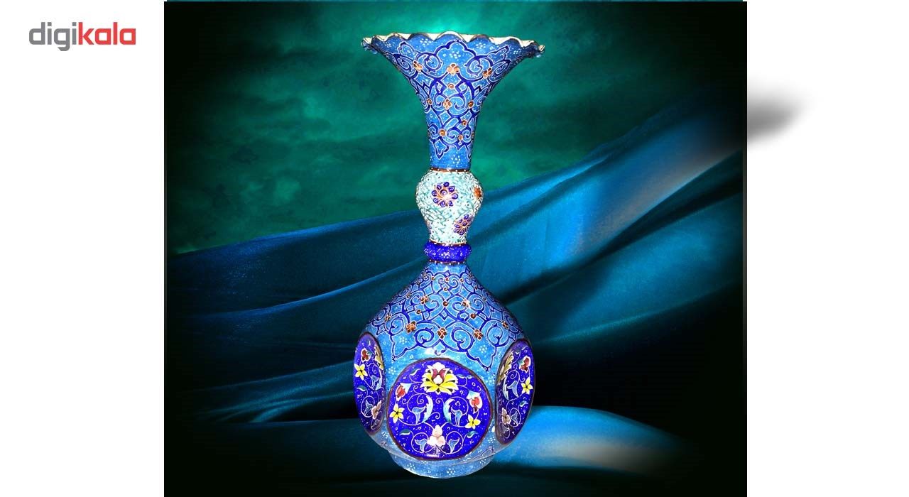 گلدان مسی میناکاری گالری آسمانی طرح سرو سدروس مدل G-3