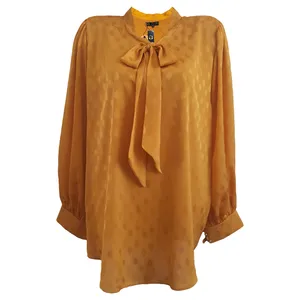 تونیک زنانه مدل مجلسی آستین بلند یقه کراواتی جنس حریر