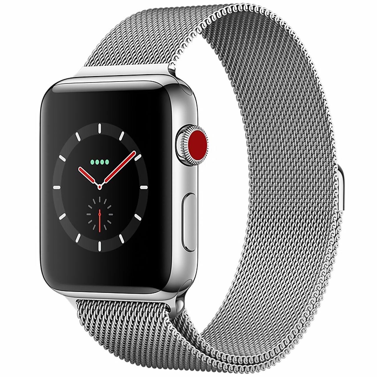 ساعت هوشمند اپل واچ سری 3 سلولار مدل 42mm Stainless Steel Case with Milanese Loop