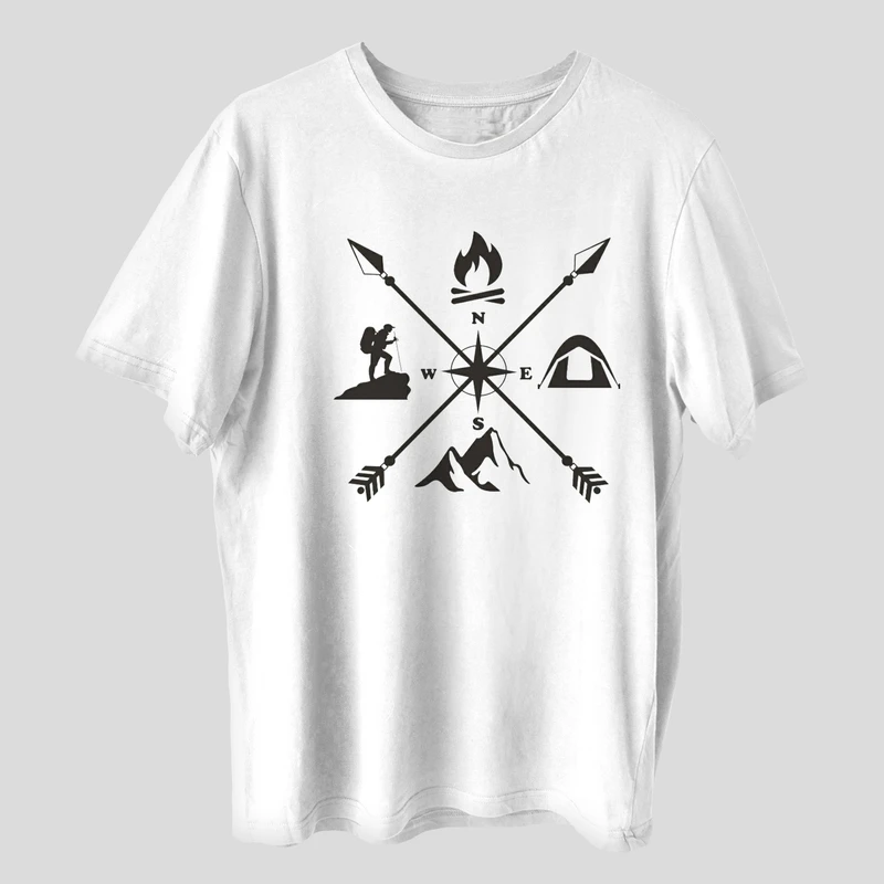 تی شرت آستین کوتاه زنانه مدل طبیعت گردی قطب نما mo286