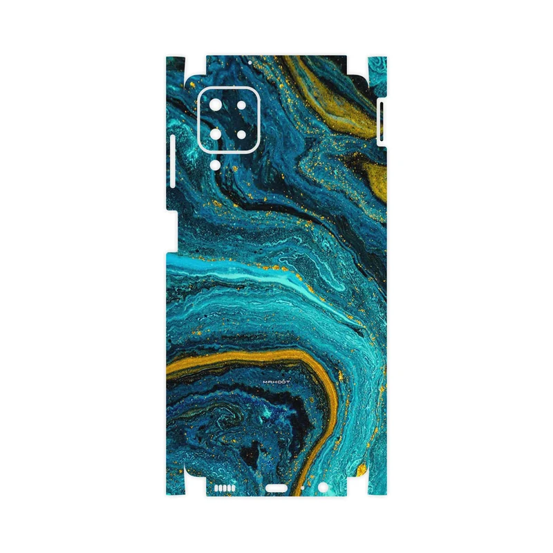 برچسب پوششی ماهوت مدل Turquoise marblewith golden streaks-FullSkin مناسب برای گوشی موبایل سامسونگ Galaxy F12