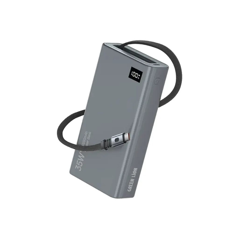 پاوربانک 35 وات گرین لاین مدل RETRACTABLE 35W ظرفیت 20000 میلی‌آمپرساعت