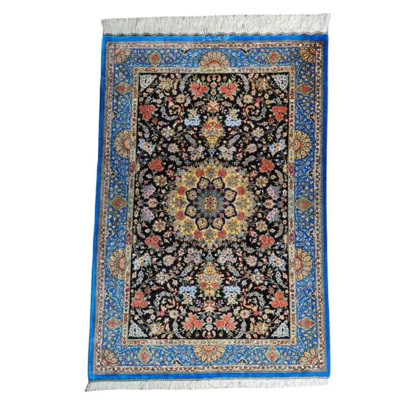 فرش دستباف یک متری قم طرح ترنجی کد 1436 