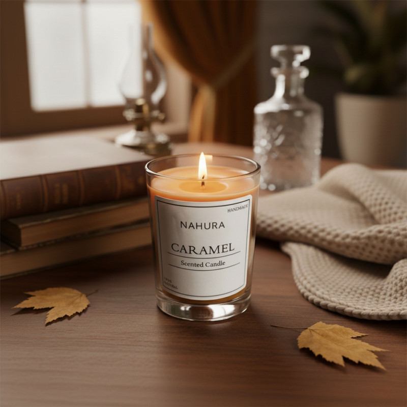 شمع لیوانی معطر مدل D009 با رایحه کارامل زمان اتمام 10 ساعت