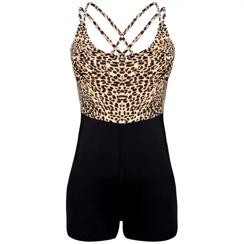 مایو زنانه فیتن فرخ زادی مدل پلنگی شلوارکی کد 4518-282